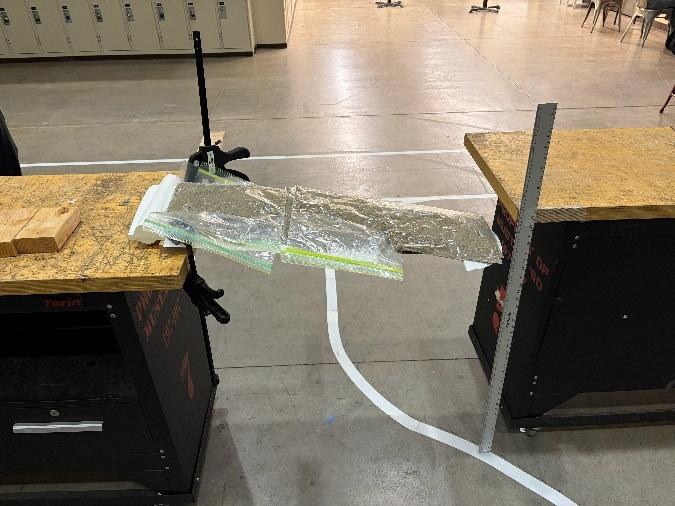 Physical wing-loading rig used to verify the FEA